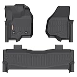 Binmotor-Floor Mats for 2012-2016 Ford F250/F350/F450/F55 (Super Duty Crew Cab), 2 Rows All Weather Car Mats Waterproof TPE Floor Liners for Ford F250 Accessories-Black