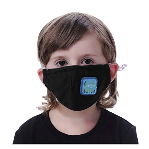 JSPOYOU Kids Boys Girl Cotton Washable Adjustable 3 Layer Filter Breather Valve Black