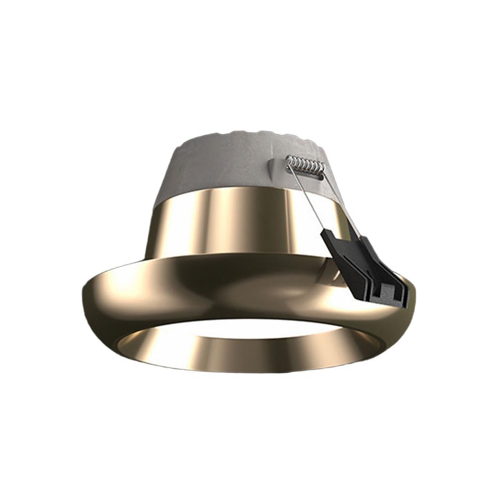 JKJZSALJ 4.3 Inch Deep Anti Glare Led Recessed,7W Dimmable Anti-Glare Ceiling Light,Cri90,3000K/4000K/6500K 3Cct Dimmable Black/Gold Round Aluminum Lighting Fixture,Gold