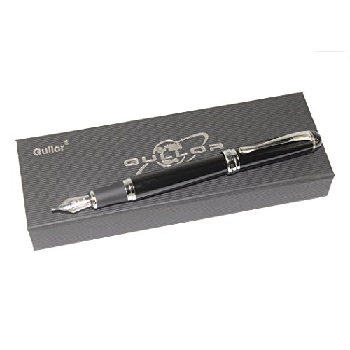 Gullor 750 normal punta pluma fuente con la caja original de la pluma fuente y el cartucho de tinta de 5 colores - Negro Cover