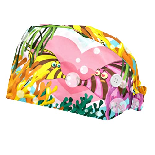Chapeau de travail respirant JDEZ lot de 2 casquettes motif poisson corail