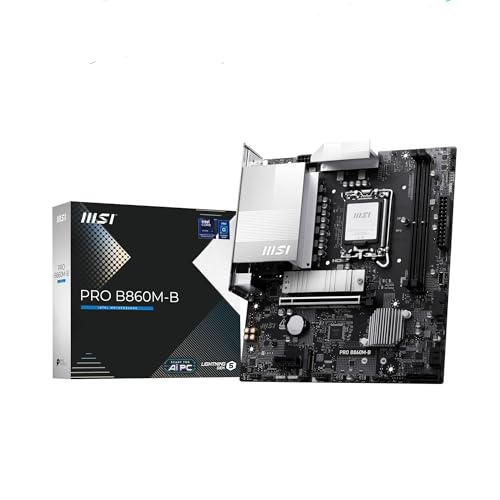 Image of MSI PRO B860M-B Motherboard, mATX - Supports Intel Core Ultra Processors (Series 2), LGA 1851 - Direct 6 Phases, DDR5 Memory Boost (9066+ MT /s OC), PCIe 5.0 x16, M.2 Gen5, 5G LAN