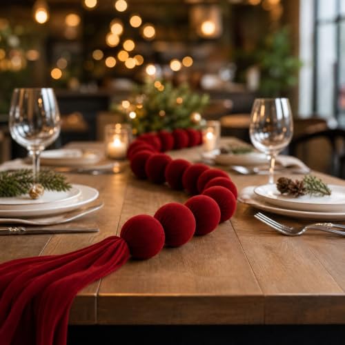 Velvet Red Balls Hanging Christmas Ornaments, Shatterproof Christmas Decor - image 6