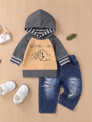 Baby Boy Clothes Toddler Boy Outfit Fall Winter Hoodie Ripped Jeans Clothing 2 3T 6 12 18 24 Month2