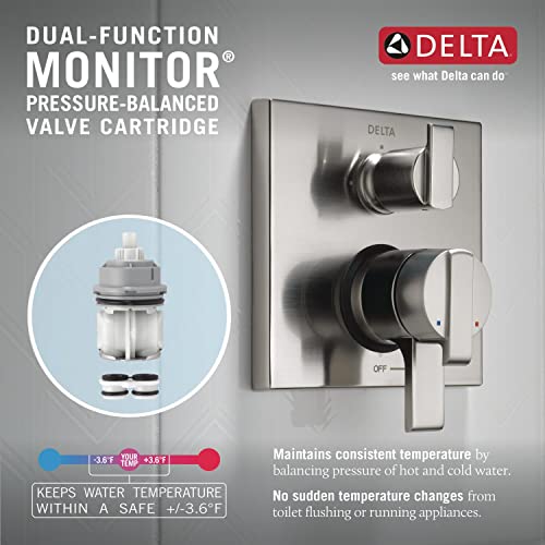 Delta Faucet Ara 17 Series Dual-Function Shower Handle Valve Trim Kit With 3-Setting Integrated Diverter, Stainless T27867-Ss (Valve Not Included) #TOP5