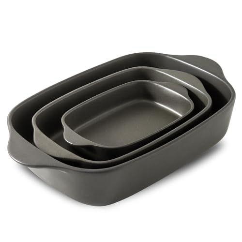 Casserole Dish for Oven,Ceramic Baking Dishes， Stoneware Bakeware Set of 3，Deep Casserole Dishes for Baking