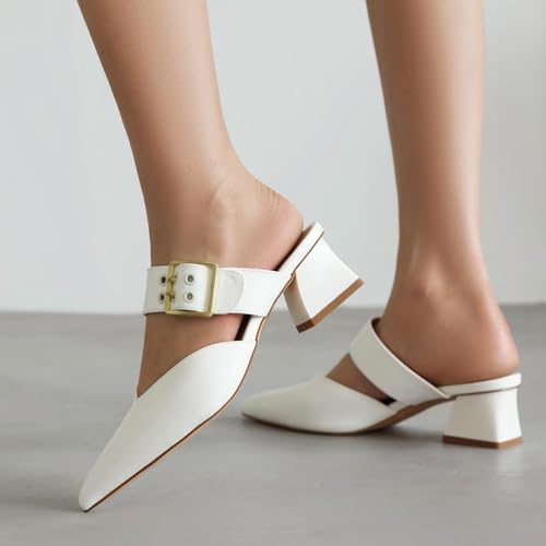 Gicoiz Pointed Toe Slippers Women Block Heel Mules4