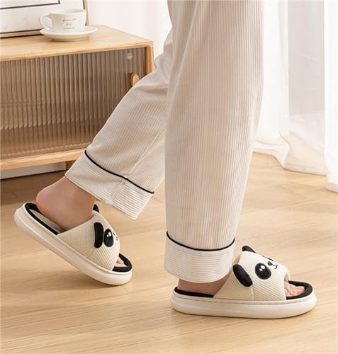 Rabbit And Bear Linen Slippers, Cute Animal Lace Slippers,Cotton Linen Couple's Home Shoes Indoor And Outdoor4