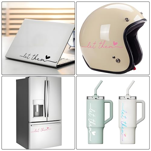 Image of 8 Pieces Let Them Sticker,Cute Rearview Mirror Decal,Water Proof Car Mirror Stickers,for Decoration of Other Parts of the Car Body (Black,White,Colorful Laser,Pink)