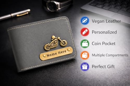 Image of SCPmarts Premium Customized Wallet for Men with Name & Charm - Stylish Personalized Wallet with Multiple Card Slots & Durable Finish - Ideal Gift for Birthday, Anniversary (Grey)