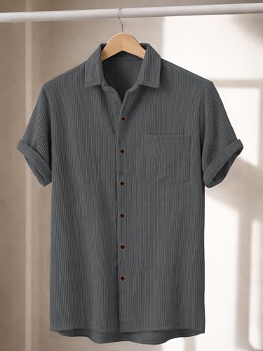 Image of Noble Monk Men's Polyester Regular Fit Solid Casual Shirt |Half Sleeve | |Stylish Shirt