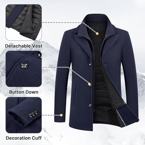Cappotto da uomo in lana, spesso, invernale, caldo