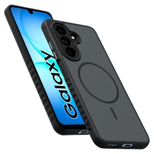 Image of VONZEE Matte Magnetic Case Compatible for Samsung Galaxy A55 Wireless Charging Shockproof Anti-Scratch TPU PC Slim Fit Full Protection Phone Cover for Samsung Galaxy A55-BLACK