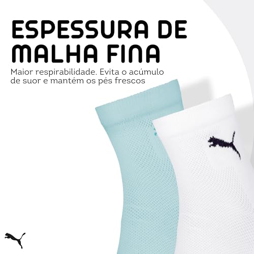 Meia Cano Médio Meia Puma Tecido Respirável Feminina Adulto - Kit com 6 Pares, 1 Lilás - 1 Piscina -
