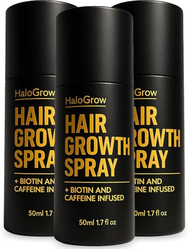 Halogrow Hair Growth Serum Spray for Women & Men – Biotin & Caffeine Hair Loss Treatment, Anti-Thinning Hair Regrowth Oil, Advanced Thickening Formula (3 pack)