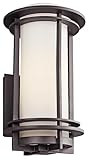 Kichler Pacific Edge 16' 1 Light Outdoor Wall Light with Satin Etched Cased Opal Glass in Architectural Bronze, 19.75-Inch