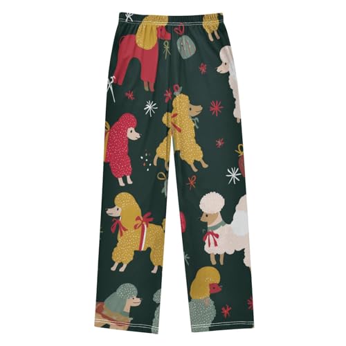 ZZXXB Xmas Poodle Boys Long Pants Soft Trousers Elastic Waist Kids Lounge Bottoms with Pockets S-XL2