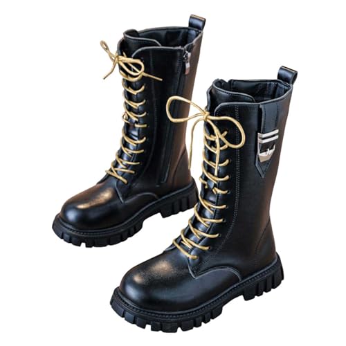Botas para niña forradas, botas largas de equitación con cremallera, botas con cordones, suela de perfil antideslizante, botines elegantes, botas cálidas para otoño e invierno, cómodas botas por