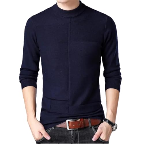 Knit Pullover Crew Neck Sweater Autum Winter Solid Color Simple Casual Men Jumper
