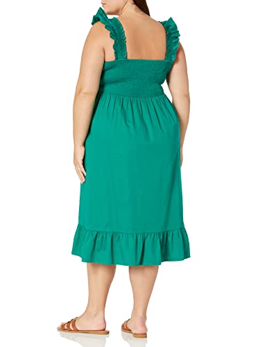 Image of The Drop Womens Kimi Ruffled Shoulder Smocked Midi Dress