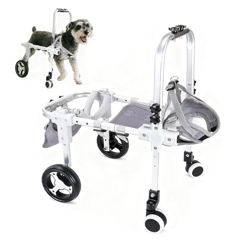 JELFUNY 犬用車椅子 犬用歩行器 ペット車椅子 2輪 4輪歩行補助 サイズ調整可能 軽量 後ろ足 ペット 小型犬 中型犬 怪我 介護 障害犬 老犬 散歩 サポート ハーネス付き 車輪 リハビリ 日本語取扱説明書 (L, 4輪)（Amazon）
