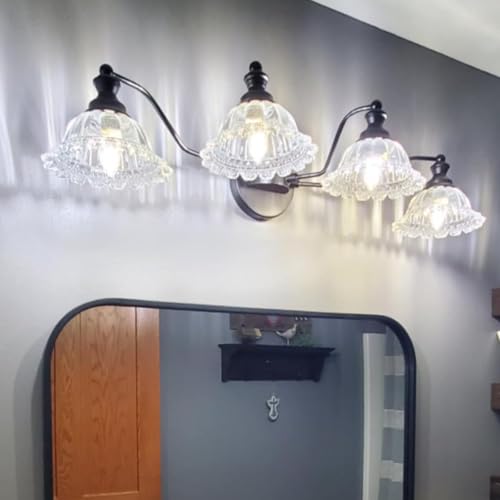 Image of XIEDUN 4 Light Bathroom Vanity Lighting Fixtures Black Vanity Light Fixture Vanity Lights for Bathroom