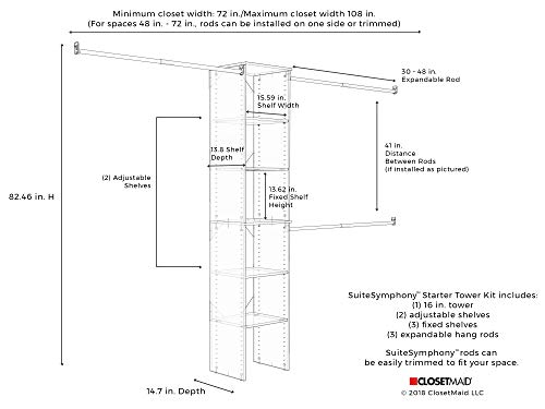 Image of ClosetMaid SuiteSymphony Starter Tower Kit, 16 inch, Espresso