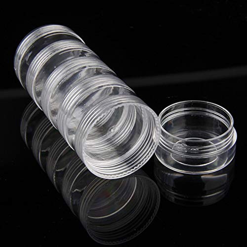 Image of TDOTM 5 Layer Cylinder Stackable Transparent Round PS Plastic Storage Container Box Super Clear Accessories Organizer Box for Beads Crafts Other Small Items (10 Column Combination Sale)