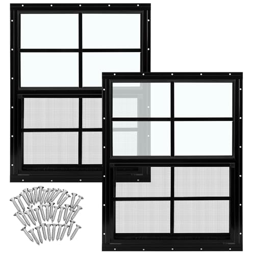 Tandefio 2 Pcs 18'' x 23'' Black Shed Window Transom