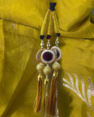 Golden Mirror Punjabi Paranda - Traditional Hair Tassels & Extensions for Women, Wedding Accessories