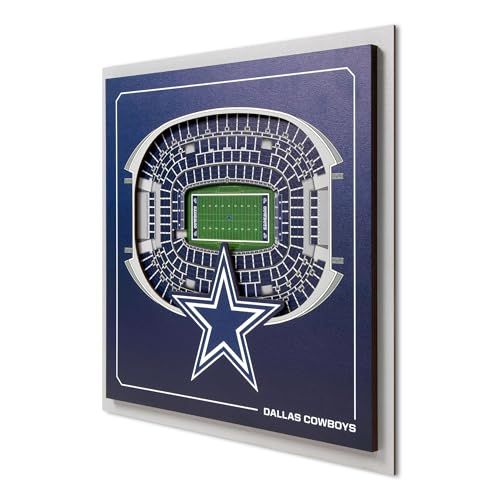 YouTheFan Officially-licensed NFL Dallas Cowboys Stadium Series 3D Wall Art - multi-layer team stadium replica detailed sports fan gift indoor decor