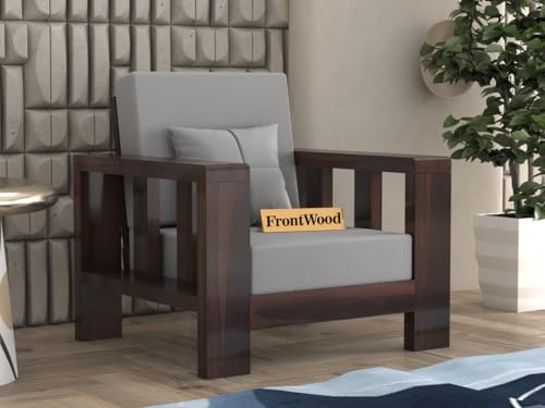 Image of Sheesham Wooden 1 Seater Sofa for Living Room | Solid Wood Sofa | Rosewood Sofa Set for Home & Office | Lounge (Walnut, 1 Seater)