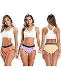 POKARLA Women's Cotton Stretch Underwear Ladies Mid-high Waisted Briefs Panties 5-Pack(X-Small