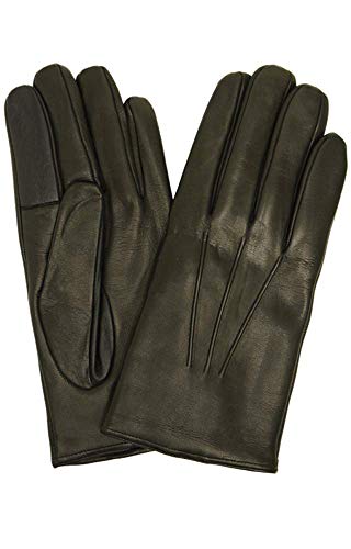 [キャロンセレクト] CarronSelect レザーグローブ イタリア製 カシミヤライニング (M, ブラック)