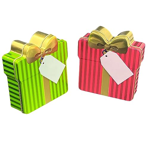 MediMuc Geschenkdose in den Farben Grün und Rot - Gebäckdose, Geschenkdose, Vorratsdose, Aufbewahrungsdose, Sammlerdose Maße: (L x B x H): 9,5 x 11,0 x 3,5cm