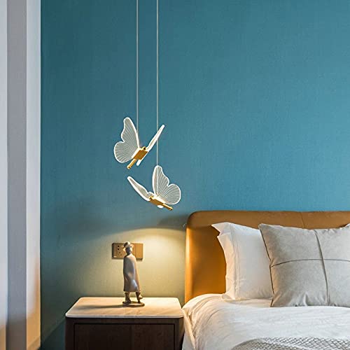 Lampe à suspension papillon créative pour éclairage de chevet chambre et ambiance de bar
