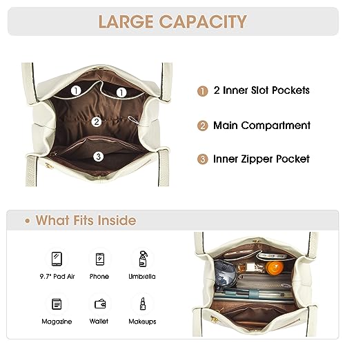 Image of Kattee Women Soft Genuine Leather Totes Shoulder Bag Purses and Handbags with Top Magnetic Snap Closure