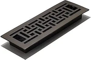 Decor Grates AJ414-RB 4-Inch by 14-Inch Oriental Floor Register, Solid Brass with Rubbed Bronze Finish
