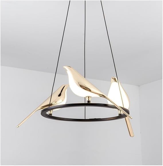 Image of Three Golden Bird 3 Color LED Pendant Lamp for Dining Table, Bedroom & Living Room Hanging Ceiling Light for Home, Cafe, Restaurant & Bar (Three Bird Pendant LAMP)