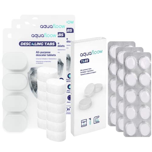 Aquafloow Détartrant Tablettes pour Machine à Café et Bouilloires | Compatible avec Delonghi, Nespresso, Krups, Senseo - Pack 3x Tablettes de Dégraissage du Café + 3x Tablettes de Détartrage