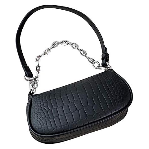 HAIMEN Women Underarm Bag, Fashion Crocodile Pattern PU Leather Bread Bag with Chain, Zipper Closure Bag Handbag Cover