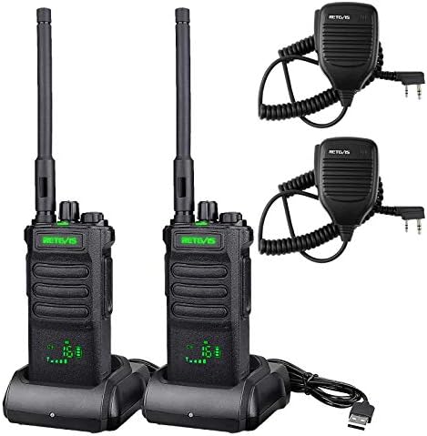 Retevis RT86 Funkgerät mit Großer Reichweite, Walkie Talkie für Lager | Walkie-Talkie Professional mit Lautsprechermikrofon, 2600mAh, Geräuschunterdrückung für Fabrik, Lager(Schwar