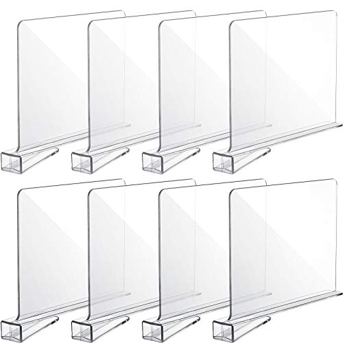 Acrylic Shelf Dividers Wood Closets Shelf Separator and Organizer Clear Wood Shelf Organizer for Storage and Organization in Bedroom and Kitchen, No Installation Tools Required (8)