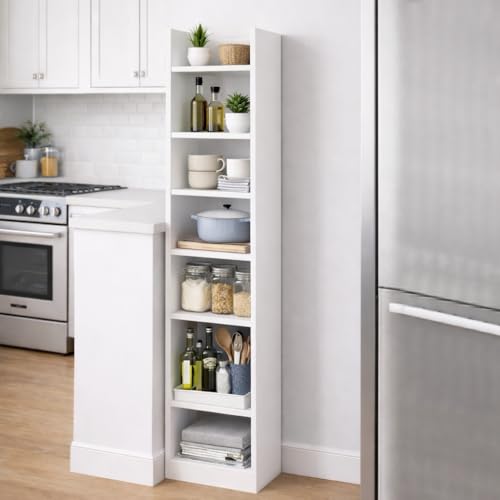 Image of ECOLINE 7 Tier Engineered Wood Book Shelf for Home Library | White | Multipurpose engineered wood bookcase. Ideal as a storage rack and display shelf for living room, bedroom, office & kitchen.