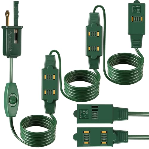 Enhon 1 Pack 15 Ft Extension Cord with 9 Outlets and On/Off Switch, Christmas Tree Light Extension...
