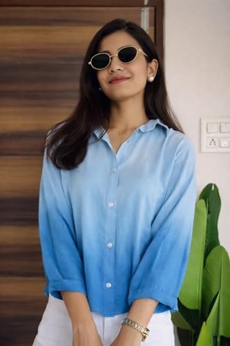 Image of Women's Korean Style 3 /4 Sleeve Oversized Button Down|| Workwear Top Shirt for Office & Casual Wear Women Shirt || Shirt for Woman || Top for Women (L-98-101)