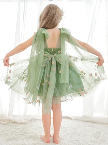 VEYOLOB Flower Girl Dress A-Line Floral Embroidered Tulle Sleeveless Dresses for Wedding Garden Birthday Party2