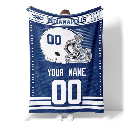 INAOO Indianapolis Throw Blanket for Men Women Boy Personalized Gifts Custom Name and Number