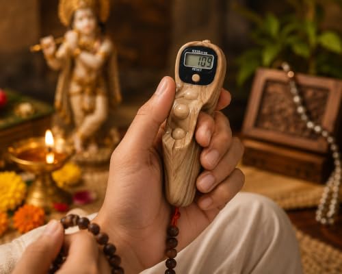Image of Digital Tally Counter with Compass naam jap Counter Finger Counter for Pooja Meditation Prayer Japa Mala (Ash Grey)
