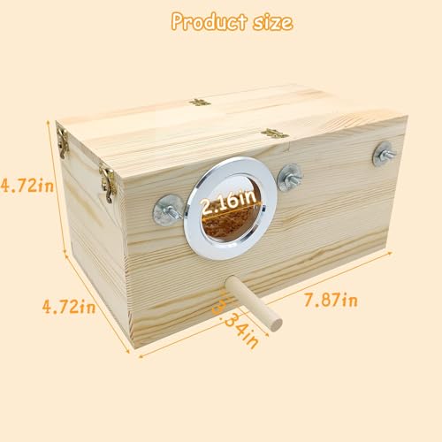 Image of PINVNBY Large Natural Wood Parakeet Nesting Box Budgie Breeding Box Acrylic Bird Nest for Cage Transparent Panoramic for Birds, Parrots, Cockatiels, Lovebirds, Canaries (S: 7.87 x 4.72 x 4.72 inch)